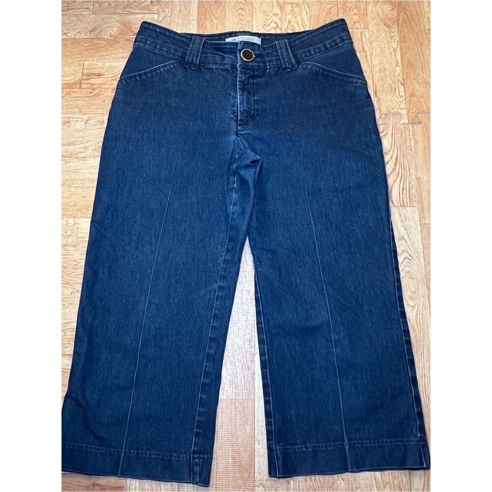 Lee Platinum Label Naturally Slimming Dark Wash Wide Leg Denim Capris 6 Petite‎